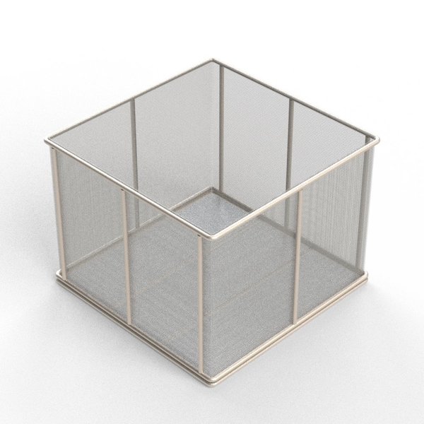 Anysizebasket Rectangular Wire Mesh Basket: 12Lx12Wx9H, 304 SS, 1/4 Rod Frame, No Handles, Mesh: 8 x .047 TMT-120120090-N08S